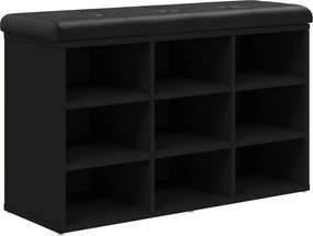 vidaXL fekete szerelt fa cipőtároló pad 82 x 32 x 50 cm