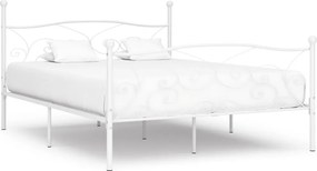 vidaXL fehér fém ágykeret lécezett ágyráccsal 200 x 200 cm