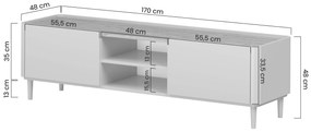 Elivo TV állvány 170 cm fém lábakon - kasmír / olajozott tölgy