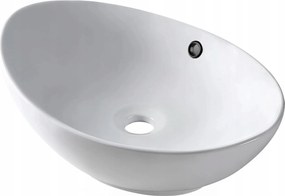 Balneo Mosdókagyló Kerámia Asztali 59x39 cm Fehér Kerek Fekete Túlfolyó