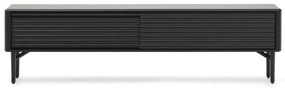 Fekete TV-állvány tölgyfa dekorral 200x57x35 cm Lenon – Kave Home