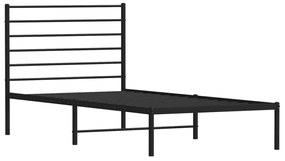 fekete fém ágykeret fejtámlával 90 x 200 cm