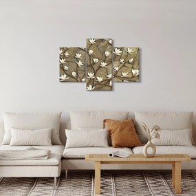 Kép - Fehér magnóliák kőfalazaton (90x60 cm)