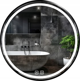 Fürdőszobai Tükör Led 80 cm Kerek Megvilágított Loft Kerettel, Pár Nélkül