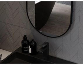 Mexen Loft, ovális fürdőszobai tükör 75 x 40 cm, keret színe fekete matt, 9851-075-040-000-70