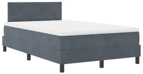 Boxspring Ágy Matrac+LED Sötétszürke 120x200 cm Bársony