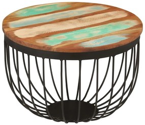 tömör újrahasznosított fa és acél dohányzóasztal Ø50 x 35 cm