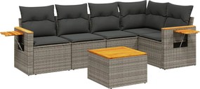 vidaXL 6 részes szürke polyrattan kerti ülőgarnitúra párnákkal