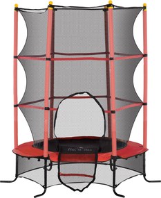 HOMCOM Gyerek Trampolin Ø163 cm, Trampolin Védőhálóval, Szegély Borítással, Kerti Trampolin 3-10 éves gyerekeknek, max. 50 kg terhelhetőség, Piros | A