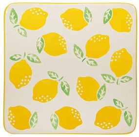 Sárga-fehér kerámia poháralátét szett 4 db-os Lemon – Sass &amp; Belle
