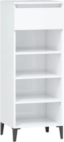 vidaXL magasfényű fehér szerelt fa cipőtartó 40x36x105 cm