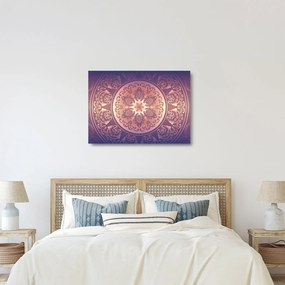 Kép - Mandala lila színátmeneten (üvegen) (70x50 cm)