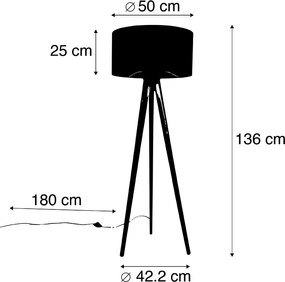 Állólámpa állvány fekete aranyszínű árnyékolóval 50 cm - Tripod Classic