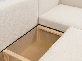 SMART BOUCLE L alakú kihúzható, megfordítható sarokkanapé 232x143 cm, sötétzöld
