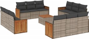 vidaXL 13 részes szürke polyrattan kerti ülőgarnitúra párnákkal
