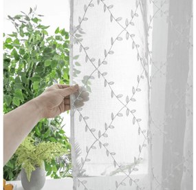 Fehér VINTORA függöny levélmintával 140x250 cm Felfüggesztés: Fém gyűrűk
