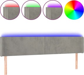 vidaXL világosszürke bársony LED-es fejtámla 163 x 16 x 78/88 cm