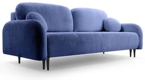 Ággyá alakítható, kárpitozott, háromszemélyes CLOUDY kanapé – kék
