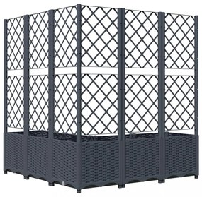 sötétszürke PP rácsos kerti ültetőláda 120 x 120 x 136 cm