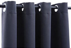antracitszürke sötétítőfüggöny fémkarikákkal 290 x 245 cm