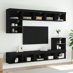 fekete TV-szekrény LED-világítással 80 x 30 x 30 cm