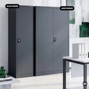 Kartotékos iratszekrény kulcsos antracit, 450x1850x600 mm: ALEX D600