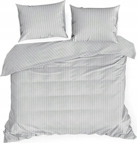 Szatén ágyneműhuzat 220x200 Vera szürke világos damaszt csíkos