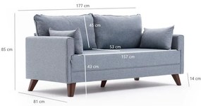 Kétszemélyes kanapé Bella Soft İkili Koltuk - Kék