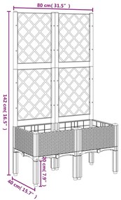 vidaXL fekete polipropilén rácsos kerti ültetőláda 80 x 40 x 142 cm