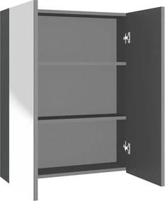 vidaXL antracitszürke MDF tükrös fürdőszobaszekrény 60 x 15 x 75 cm