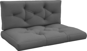 Outsunny 2 Személyes Raklappárna 120cm x 80cm x 12cm UV Védett Ülőpárna Vízlepergető Kertibútor Párna Raklap Kanapéhoz, Erkélyhez Sötétszürke | Aosom