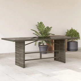 vidaXL szürke polyrattan üveglapos kerti asztal 190 x 80 x 75 cm