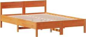 vidaXL viaszbarna tömör fenyőfa ágy matrac nélkül 150 x 200 cm
