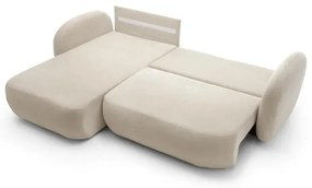 L alakú, balos OLBIA kihúzható ülőgarnitúra tárolóhellyel, bézs