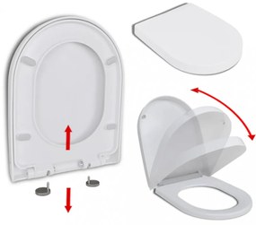 Fehér szögletes gyorskioldó wc-ülőke lassan csukódó fedéllel