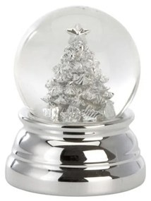 Hógömb , Hermann Bauer, Xmas Tree, 6.5 x 5 cm, poligyanta/üveg, ezüstszín/fehér