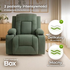 BOX zöld bordázott szövet dönthető masszázsfotel
