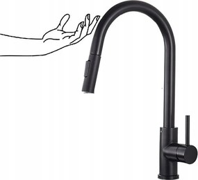 Érintőképernyős konyhai csaptelep fekete Érzékelő Acél Kifolyócső