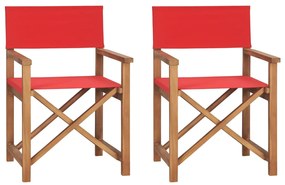vidaXL 2 db piros tömör tíkfa összecsukható rendezői szék