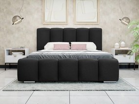 Franciaágy 180 cm Leskana (fekete) (ágyráccsal) (tárolóhellyel). 1104369