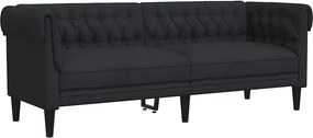vidaXL fekete 3 személyes szövet Chesterfield kanapé