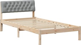 vidaXL Ágykeret Barna és világosszürke 100 x 200 cm Tömör fenyőfa