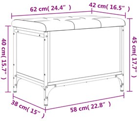 barna tölgy színű szerelt fa tárolópad 62 x 42 x 45 cm