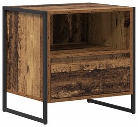 vidaXL Éjjeli asztal fiókkal 2 pcs Öreg fa 50 x 39,5 x 50 cm Faanyag