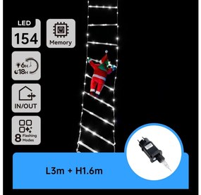 Aigostar - LED kültéri karácsonyi dekoráció 154 LED/3,6W/230V, 8 üzemmódú, 1,6 m, IP44, hideg fehér