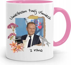 Donald Tusk Rózsaszín Bögre Platform Ajándék fényképes nyomtatással