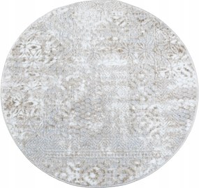 Kör Szőnyeg Puha Divatos Glamour Koptatott Boho Szürke Bézs Kör 120cm