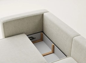 Krémszínű zsenília kinyitható-tárolóhelyes sarokkanapé (jobb oldali-heverő résszel) Velto – Maison de Rêve