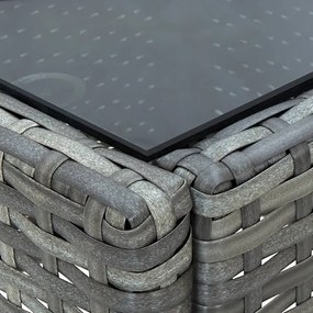 szürke polyrattan kerti asztal 75 x 40 x 37 cm