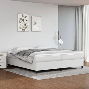 Fehér műbőr rugós ágy matraccal 200 x 200 cm